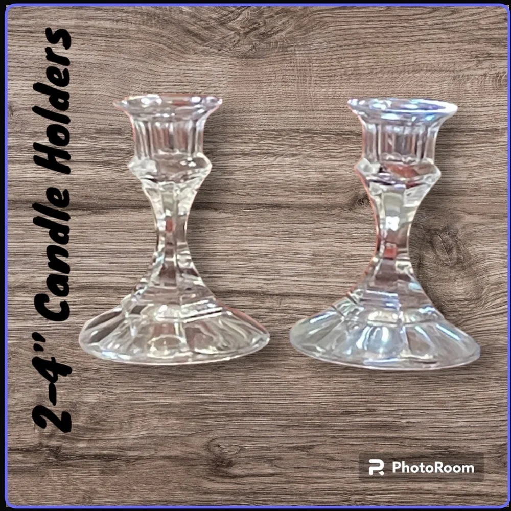 Bundle of 2 Vintage Crystal 4” Taper Candlestick Holders. Like New Condition